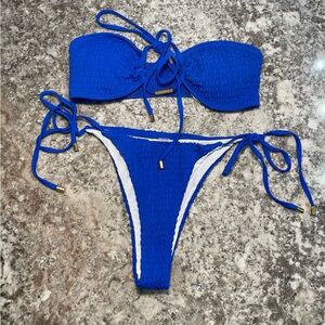 SweatyRocks Bikini Set Royal Blue High Rise bottom Halter Top size Small